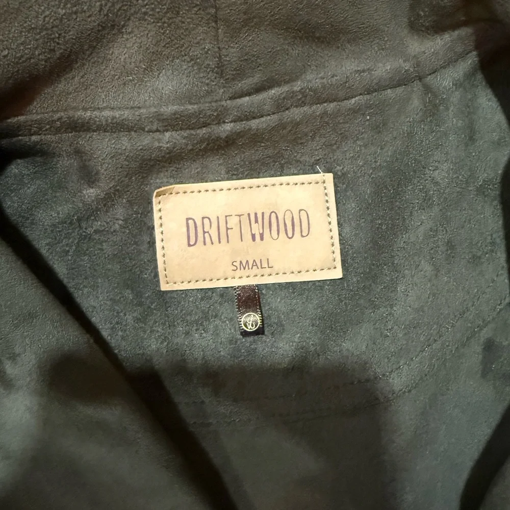 Driftwood Olive Green Faux Suede Moto Asymmetrical Zip Embroidered Jacket - Picture 3 of 5